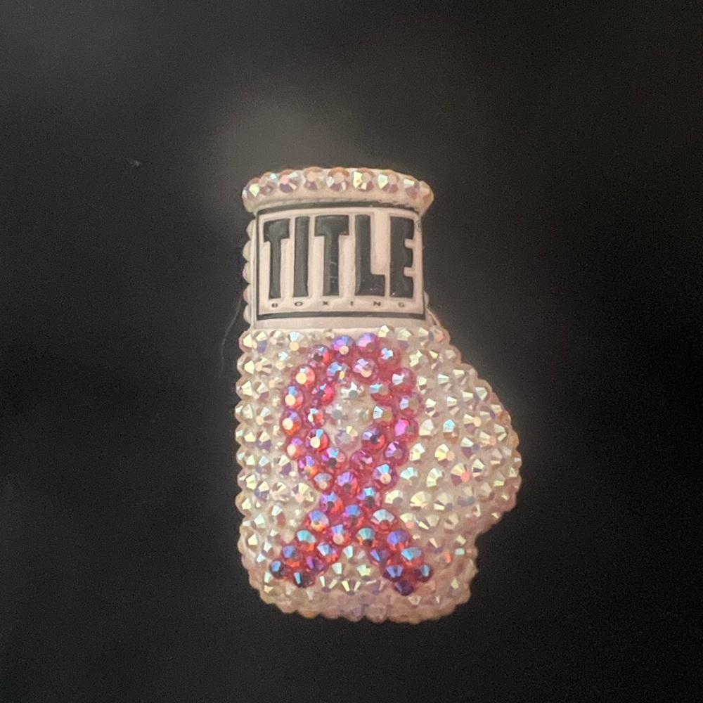 Kids Glitter Boxing Glove Keychain - Pink and White